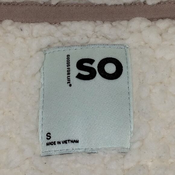 SO Women’s Fleece Pullover S Cream Tan Oversized Quarter-Zip Cozy Layers - Picture 7 of 9